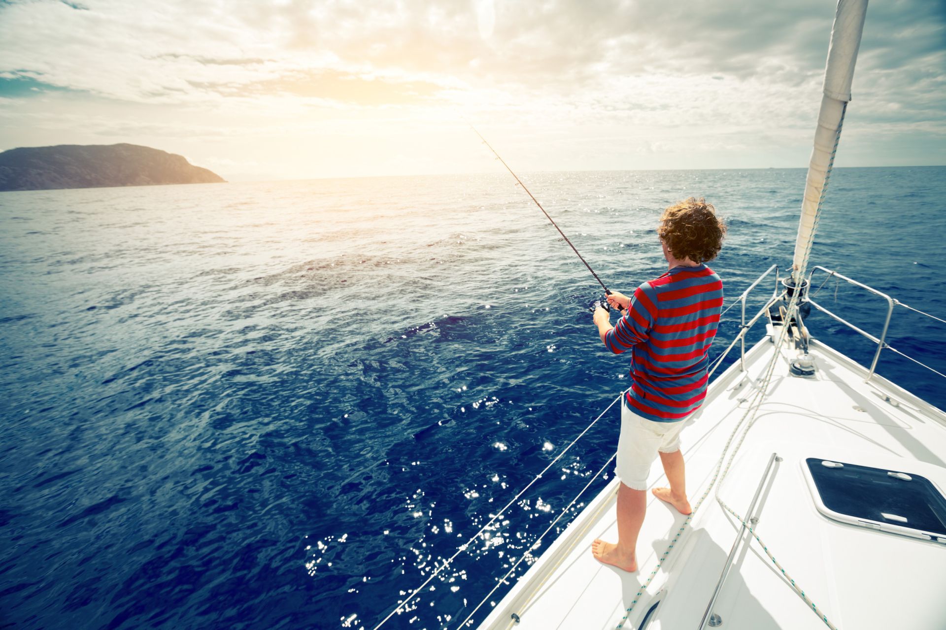 fishing on a yacht